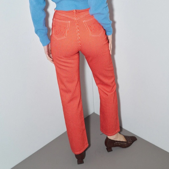 NWT Fashion Brand Company Red Striped Railroad Pant, size 1x - Picture 2 of 9